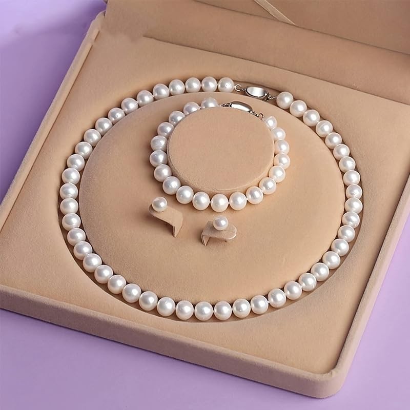 SANFACE 8mm Round Shell Pearl Necklace Set for Women