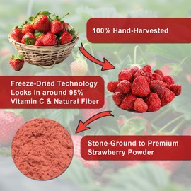 MAYKER Freeze Dried Strawberry Powder 2.82OZ (80Grams), No Added Sugar, No Additives, Pure Natural Strawberry Powder Great for Smoothies, Desserts, Beverages, Baking