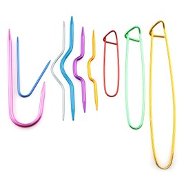 Tegg Knitting Accessories 9PCS Aluminum Cranked Cable Needles U-Cable Stitch Holders Yarn Stitch Holders for Knitting Crochet Projects