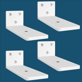 MLOQI Shelf Bracket, 0.2 inch (5 mm) Thick, Heavy Duty Shelf Bracket, Screw Included, Maximum Load 154.3 lbs (70 kg), Concealed Shelf Bracket, Reinforced Shelf, L-Shaped Bracket, White (4 Pieces, 3.9