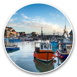 Vinyl Stickers (Set of 2) 7.5cm - Fishing Boats Mevagissey Cornwall 45024