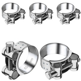 TXXATX T Bolt Hose Clamp 52-55 mm Exhaust Clamp 5 Pieces Hose Clip 304 Stainless Pipe Clamps Adjustable Bolt Band Width 22 mm for Water Pipe Gas Pipe Automotive Tube Attachment