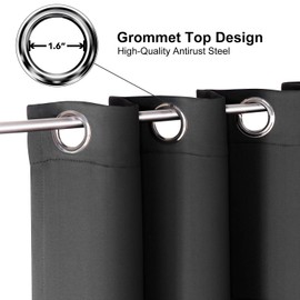 ChrisDowa Grommet Blackout Curtains for Bedroom - Thermal Insulated Room Darkening Curtains for Living Room (1 Panel Set, Dark Grey,52W x 54L)