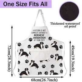 CENWA Bernese Mountain Apron With Pockets Bernese Mountain Gifts Adjustable Cooking Apron For Animal Dog Lovers (Bernese Mountain apron eu)