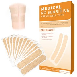 Sterile Wound Seam Strips, 30 Strips, Wound Closure Strips, Staple Plaster, Skin Wound Closure, Bandages, Hypoallergenic Repair Plasters for Cuts, Emergency, 21 x 100 mm