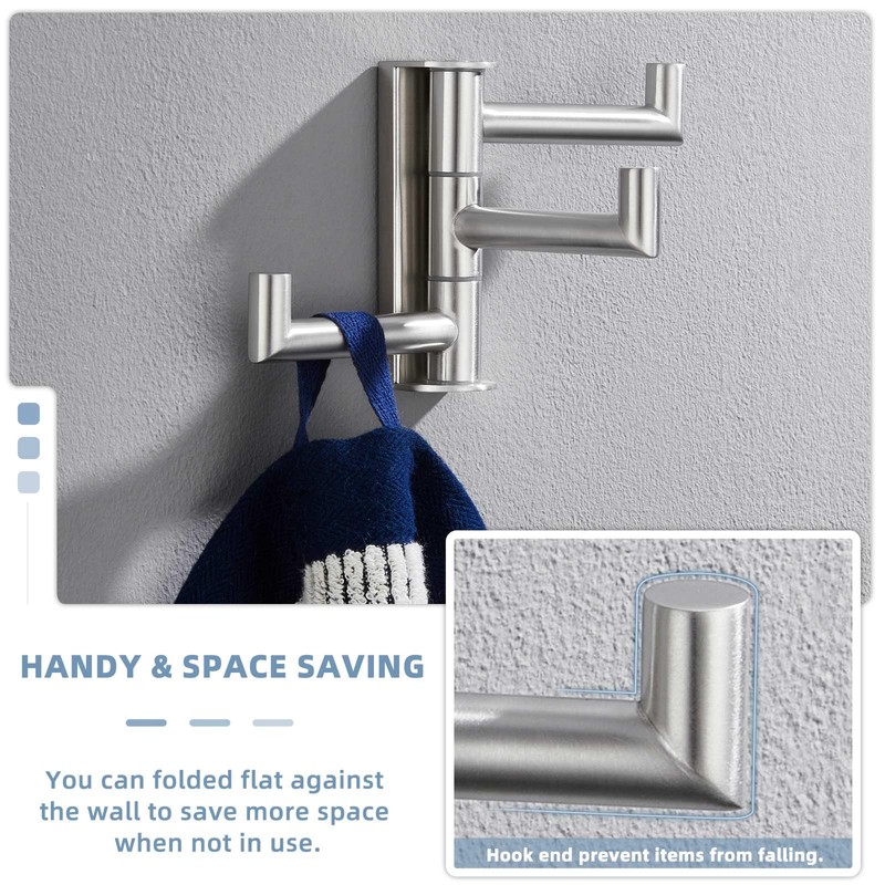 Suyar Bathroom Towel Hook 3 Arms, SUS 304 Stainless Steel