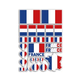 A4 Sticker Sheet France Flags Vinyl Stickers - French Eiffel Country Europe World National Flag Vacation Travel Holiday Car Aesthetic #80013