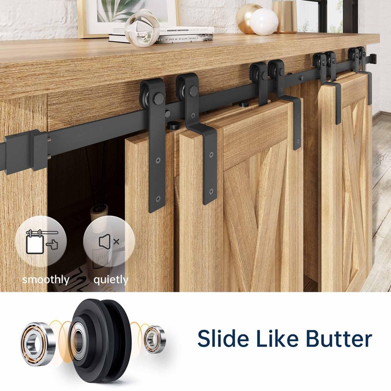 EaseLife 6 FT Mini Cabinet Bypass Sliding Barn Door Hardware