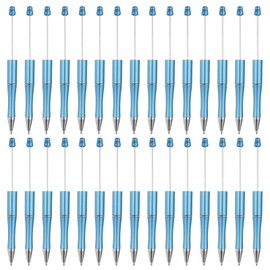 YOKIVE 30 Pcs Beadable Pens, Ballpoint Pen with Plastic Bead, Great for Women Men Gift DIY Craft Decoration Office Supplies (Dark Blue)