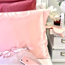 SMUG Pink Satin Pillow Case 2 Pack | Satin Pillow Cases For Hair And Skin | Improves Appearances of Skin & Hair | 100% Super Soft Polyester | Satin Pillow Cover With Envelope Closure & Fade Resistant