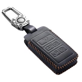 sevElvesin Genuine Leather Key fob Cover Compatible with Land Rover 2018-2024 Range Rover Evoque Sport Vogue Discovery for Jaguar E I-PACE Accessories (Style-B)