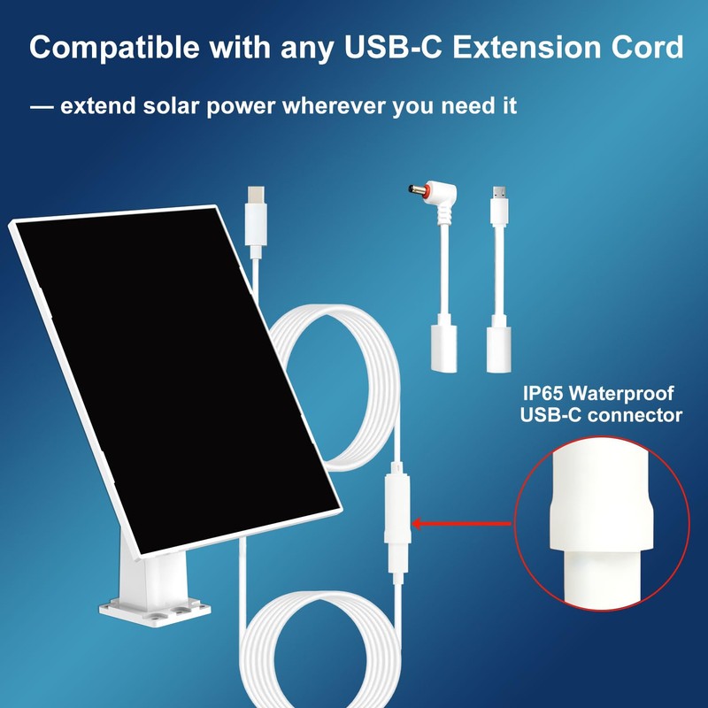 AQUZO 6W Solar Panel Charger for Outdoor Security Camera