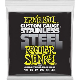Ernie Ball Regular Slinky - Cuerdas de guitarra eléctrica de acero inoxidable, calibre 10-46 (P02246)