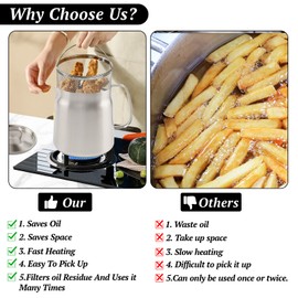 68oz Stainless Steel Oil Strainer Pot, Bacon Grease Saver with Strainer, Large Capacity Oil Filter Pot Grease Container, Multi-function Bacon Grease Container Cooking Oil Filter for Kitchen