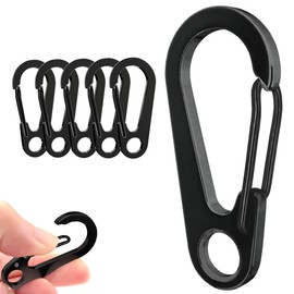 5 Pcs Carabiner Mini Carabiner Snap Hook SUS420J2 Stainless Steel Lightweight, Durable, Stylish, Multi-functional, Spring Hook, 1.8 inches (4.5 cm) (Black)
