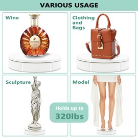 Prolee Rotating Display Stand 350lbs Capacity, 360 Degree Rotating Turntable 12 Inch, Turntable for Photography, Automatic Remote Control Display Platform with 5 Colour Surface Covers and Carry Bag