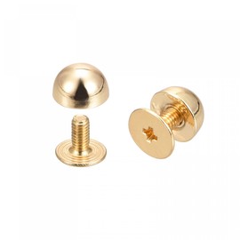 sourcing map 8x5mm Screw Back Rivets Solid Round Head Leather Studs Spike Gold Tone 10 Sets