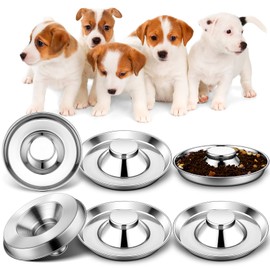 Zopeal 6 Pcs Puppy Feeding Bowls 8.66" Stainless Steel Puppy Weaning Feeder Bowl Dog Food Water Bowls for Litters, Small Medium Large Dogs, Pets
