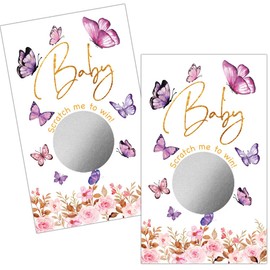 Haizct 50 Pack Botanical Gardens Theme Scratch Off, Butterfly Floral Card for Baby Shower Collection, Patry Game Scratch Cards, Tropical Floral Garden Party Baby Shower Collection