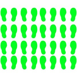 VWAQ Shoe Print Footprint Vinyl Decals - Peel and Stick Floor or Wall Stickers - 32 PCS (Lime Green)