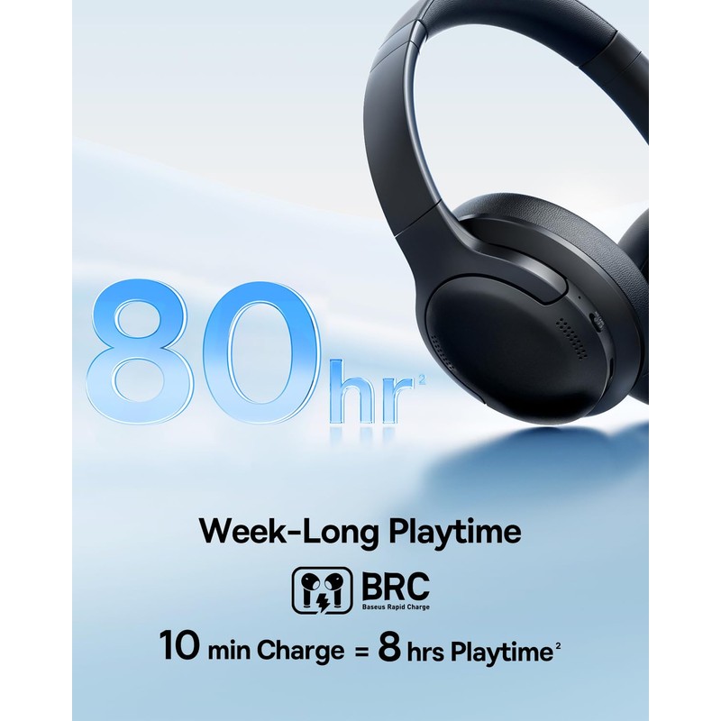 Baseus Bass BH1 Lite Bluetooth Headphones Over Ear, SuperBass, 80H