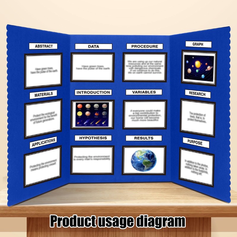 Paterr Trifold Poster Board with Storage Bag, Hook and Loop