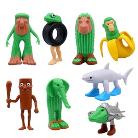 8-Piece Tum Tum Tum Sahur Figure, Italian Brain Red Figures Set, Tralalero Tralala Collectibles for Art Lovers and Children, Funny PVC Office Decoration in Green