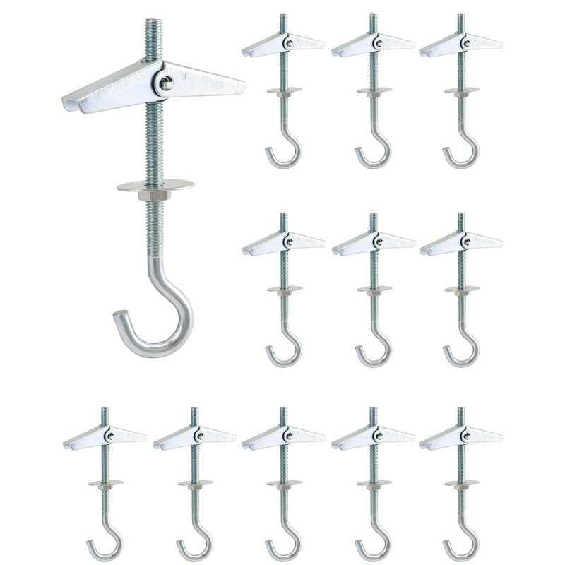 QWORK Ceiling Hooks, 12 Packs 3-9/16" Spring Toggle Wing Bolts