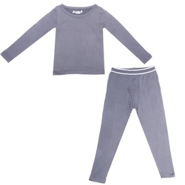 EVERYDAY KIDS Boys Dark Gray Thermal Top and Bottom Underwear Set; Long Johns for Kids; Base Layer Set for Cold Weather - Microfleece and Moisture Wicking (Gray, 4/5)