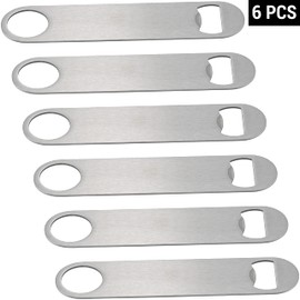 6 Pack Heavy Duty Bottle Opener Stainless Steel Large Size Beer Soda Bottle Openers Flat Bottle Cap Openers Bulk Set for Bar Restaurant Kitchen Car
