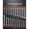 24-Piece Combination Ratcheting Wrench Set SAE Metric Cr-V Steel Organizer