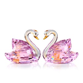DOJOZ Crystal Swan A Pair Valentines Day Sweet Gifts Figurine Collection Ornament (Pink)