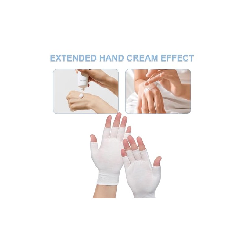 12 pares de guantes humectantes blancos sin dedos, guantes de