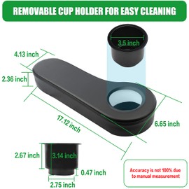 NOKINS Golf Cart Armrest with Cup Holder, No Drilling,Golf Cart Armrest for Round Bracket Armrest 1 1/4 Size, Fits Advanced EV Golf Cart Rear Seat Circular Frame Side Rod 1 1/4 Size Black