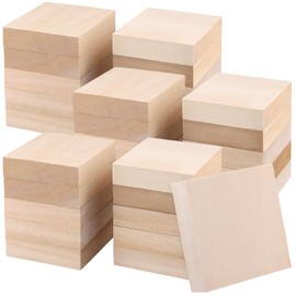 LEXININ 30PCS Unfinished Wood Blocks, 4 x 4 x 1 Inches Whittling Basswood Carving Blocks, Squares Wood Blocks for Art, Craft