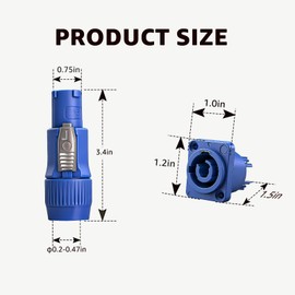 Yubunt 4 Sets 3-Pin Powercon Connector Compatible with Neutrik NAC3FCA NAC3MPA, Blue 20A Powercon Input Adapter, Powercon Male to Edison Adapter Cable for Stage Lighting & Audio Equipment
