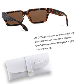 ANDWOOD Thick Frame Rectangle Sunglasses Mens Womens Chunky Retro Sun glasses Simple Designer Rectangular Shades Square Tortoise