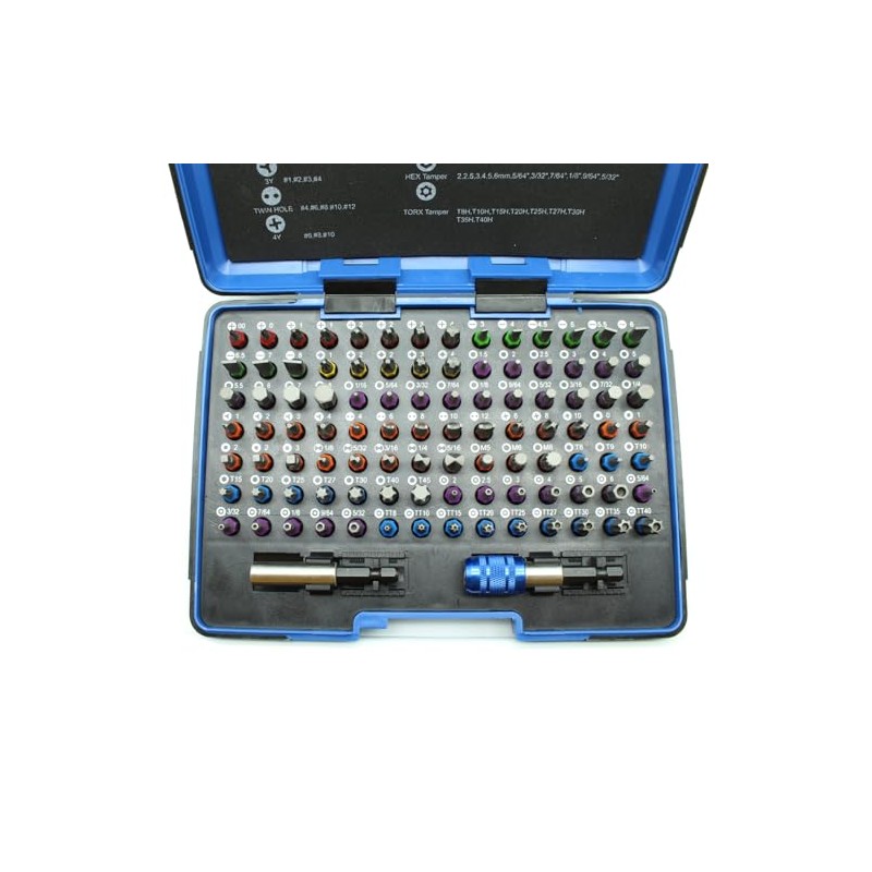 TMAX 100 pc Color Coded Impact Ready Security Bits Screwdriver