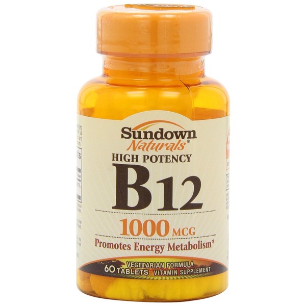 Sundown High Potency, Vitamin B-12 1000 mcg, 60 tablets (Pack of 4)