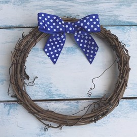 Royal Blue & White Polka Dots Pre-Tied Bows - 3" Wide, Set of 12, Grosgrain Ribbon, Wedding, 4th of July, Police Support, Gift Basket, Party Favors, Birthday, Veterans Day, Christmas