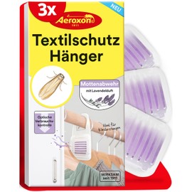Aeroxon Textile Protection Hanger 1 x 3 - Moth Protection for Wardrobe, Effective Moth Protection of Textiles and Fabrics from Clothes Moths for up to 3 Months, Moth Trap, Clothes Moths with Lavender