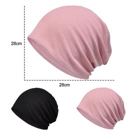 BDSHUNBF 2 PCS Beanie Hat, Winter Knit Beanie Hat for Ladies, Slouchy Winter Hats for Women, Womens Hats and Caps, Black & Pink