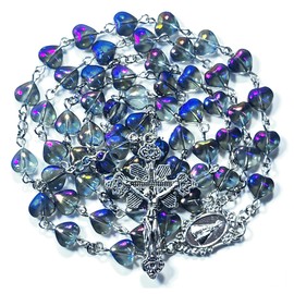 GeekTenet Rosary Beads Chaplet Dazzle Heart-shaped Artificial Crystal Glass dh Rosery Cross Catholic gifts (Purple)