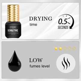 EMEDA Sensitive Lash Extension Glue - 0.5s Fast Drying Individual Eyelash Glue Retention 7 Weeks Waterproof Strong Hold Semi Permanent Adhesive for Lash Extensions Not for Beginners (5ml 0.5s)