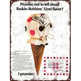 1970 Baskin Robbins Ice Cream 32nd Flavor Man Cave Metal Sign Retro Wall Home Bar Pub Vintage Cafe Decor, 8x12 Inch