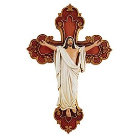 Christian Brands Crucifixes - San Giovanni Collection Resin Wall Cross for Home or Chapel, 10.25" H, Risen Christ