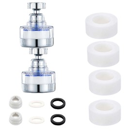 2 Packs Sink Water Filter Faucet with 4 Filter Elements, Bathroom Faucet Filter, 360° Rotating Faucet Filters Purifier Kitchen Tap Filtration Remove Chlorine Fluoride Heavy Metals Hard Water