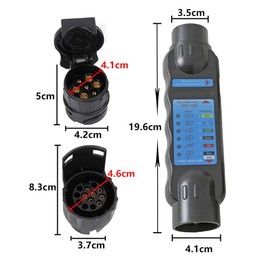 TAEUYYM 7 Pin Trailer Plug Socket Tester, 12 Volt 7 Pin Trailer Plug Socket Wiring Circuit Tester, Light Circuit Testing Tools, For Caravan RV Truck Tractor Trailer Light Diagnostic (Tester+Adapter)