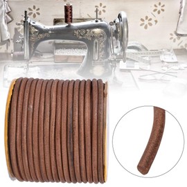 Sewing Machine Belt 20 m Diameter 6 mm Round Sewing Machine Belt with Bucket, Universal Cowhide Leather Cord Leather Drive Belt for Household Sewing Machines