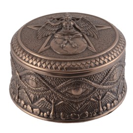 Veronese Pentagram Tin with Deity Baphomet Round Bronzed